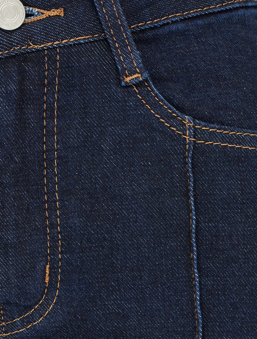 Jean met wijde pijpen en contrasterende stiksels - Ongerept blauw - Image 3