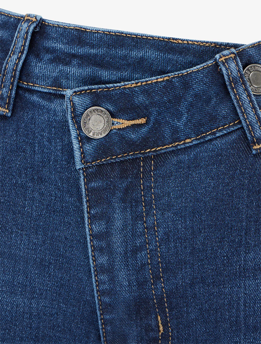 Jean met wijde pijpen en dubbele knoopsluiting - Blauwe denim - Image 3