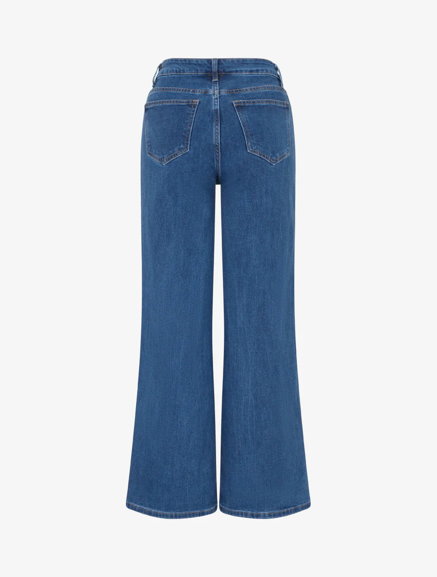 Jean met wijde pijpen en hoge taille, basic - Blauw - Image 2