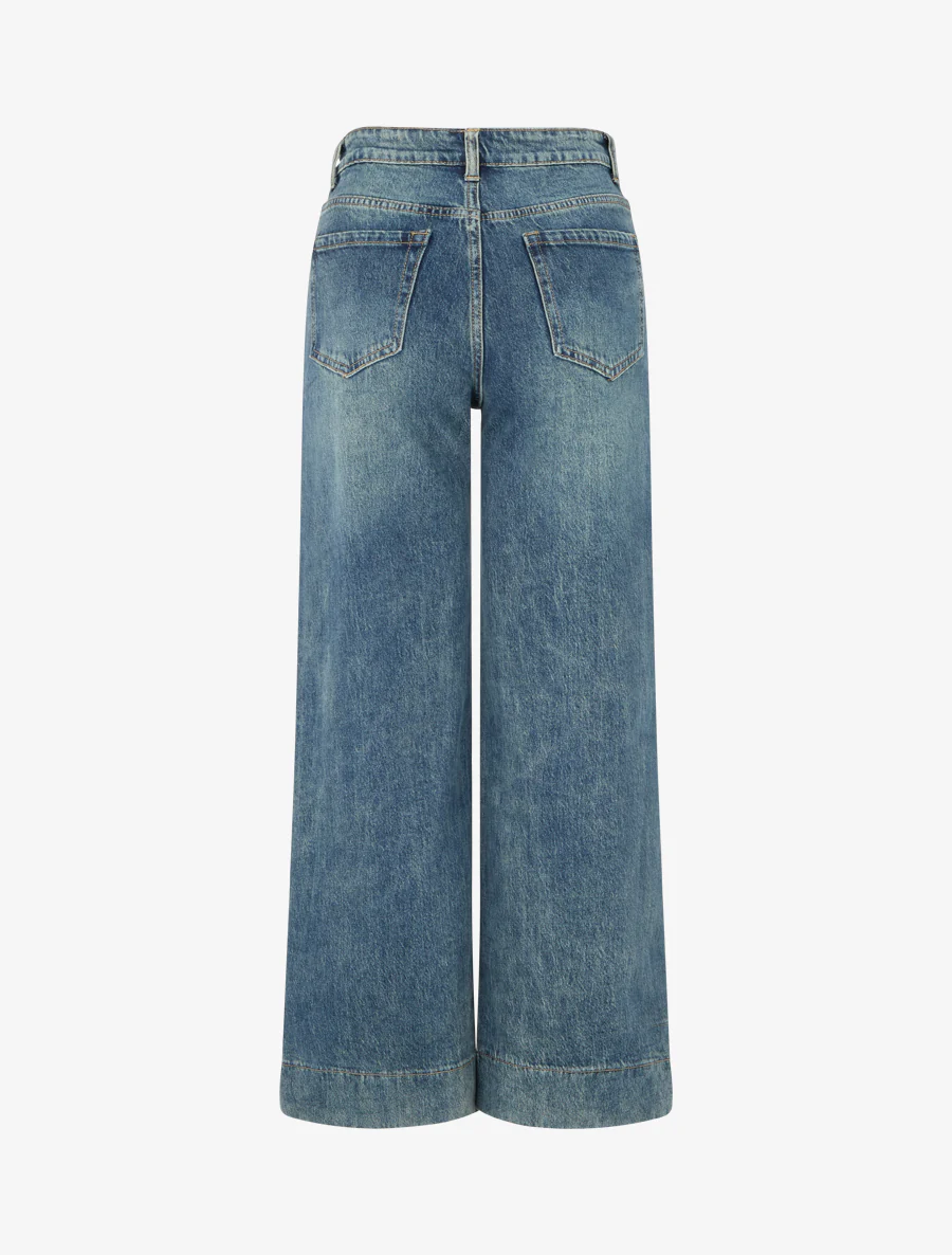 Jean met wijde pijpen en hoge taille - Middeldonkerblauw - Image 2