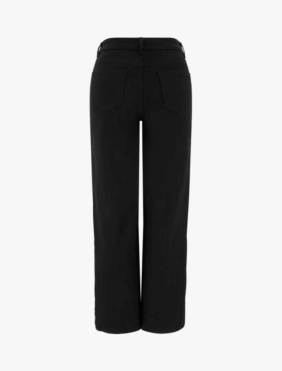 Jean met wijde pijpen en hoge taille in effen kleur - Zwart - Image 2