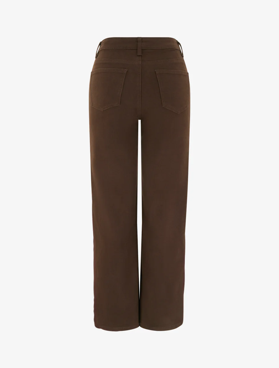 Jean met wijde pijpen en hoge taille in effen kleur - Bruin - Image 2