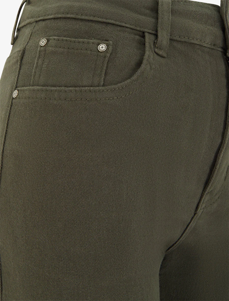 Jean met wijde pijpen en hoge taille in effen kleur - Kaki - Image 3