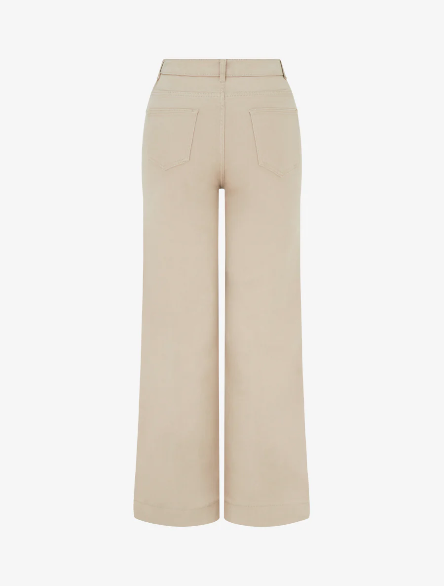 Jean met wijde pijpen en hoge taille met zichtbare naden - Beige - Image 2