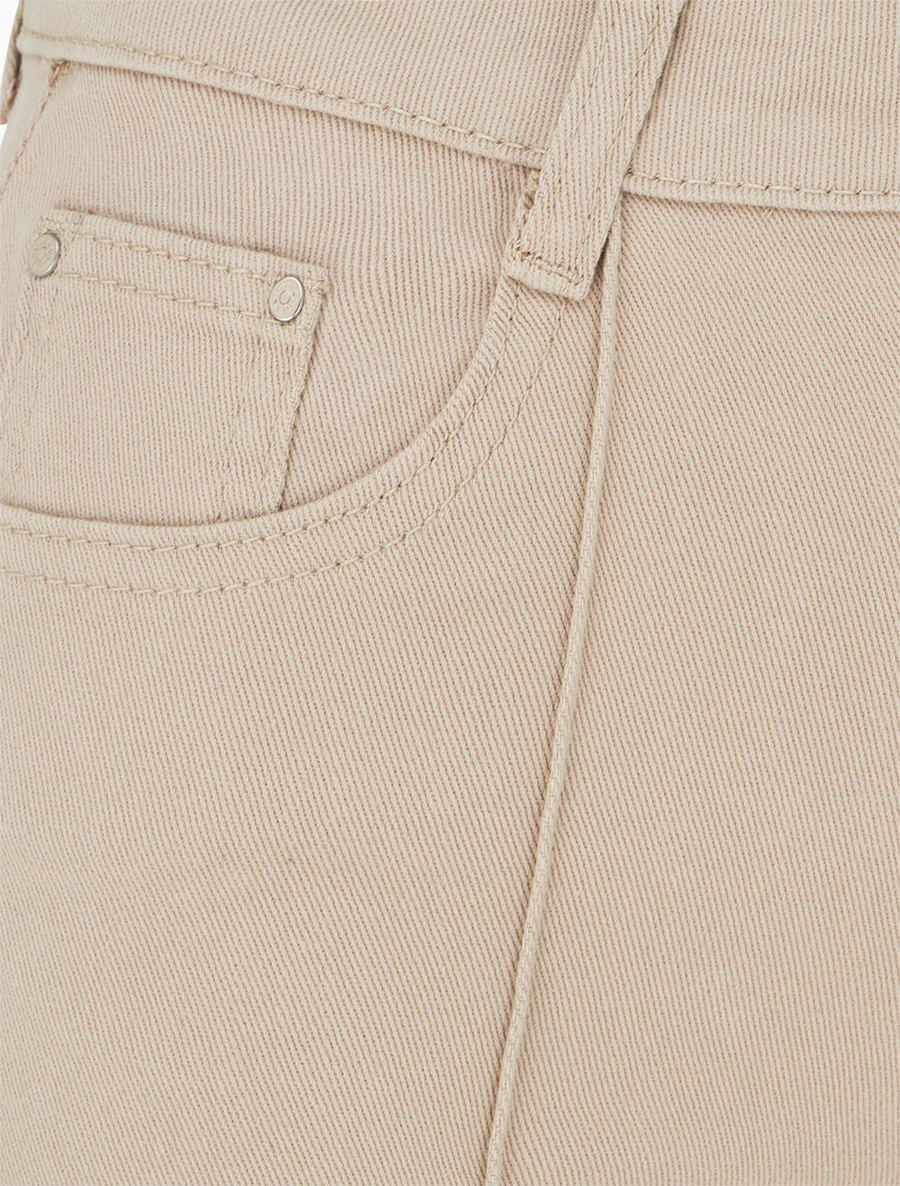 Jean met wijde pijpen en hoge taille met zichtbare naden - Beige - Image 3