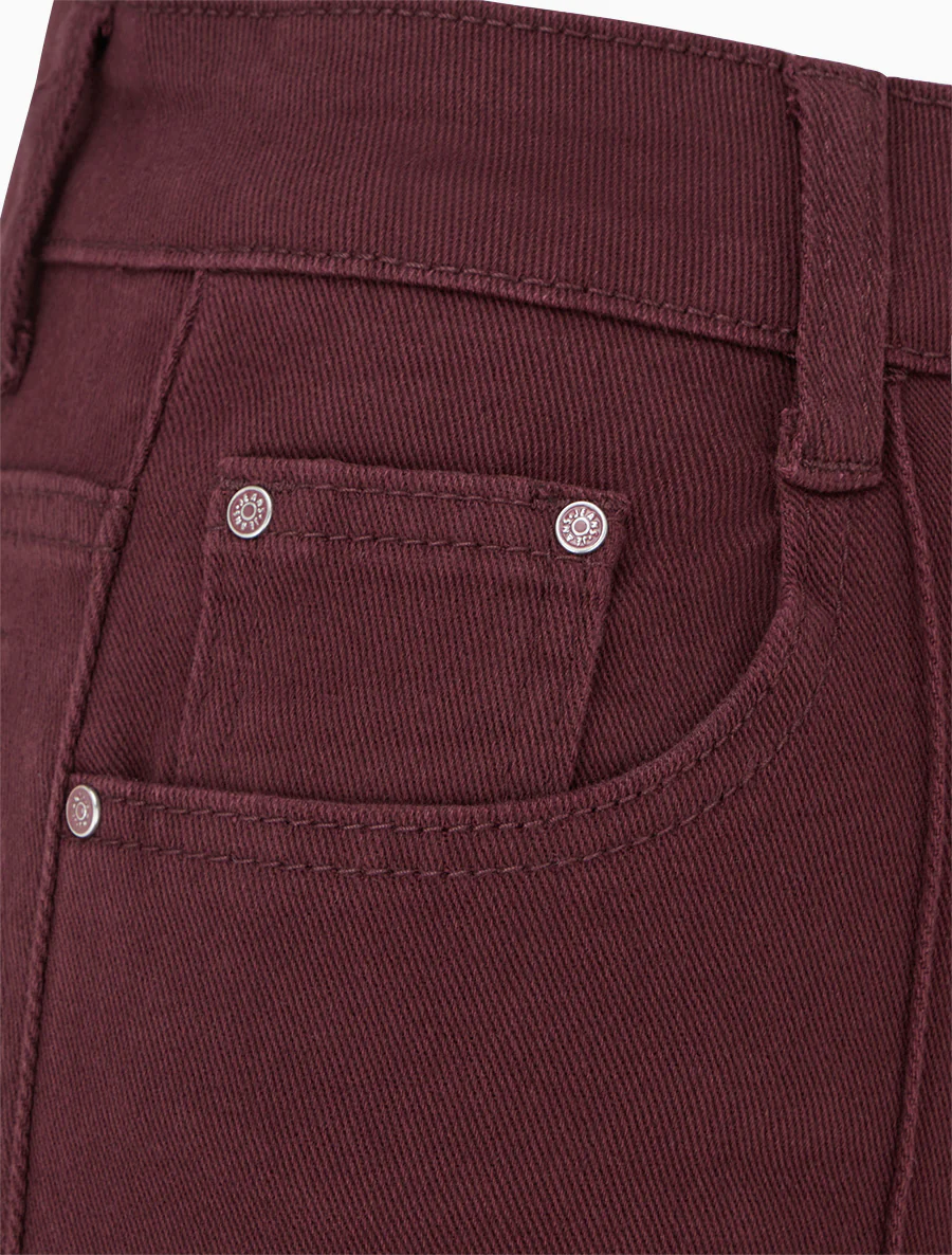 Jean met wijde pijpen en hoge taille met zichtbare naden - Bordeaux - Image 3