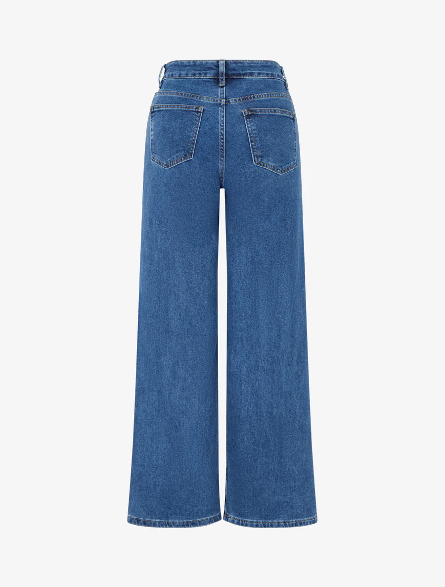 Jean met wijde pijpen en knoopzakken - Blauwe denim - Image 2
