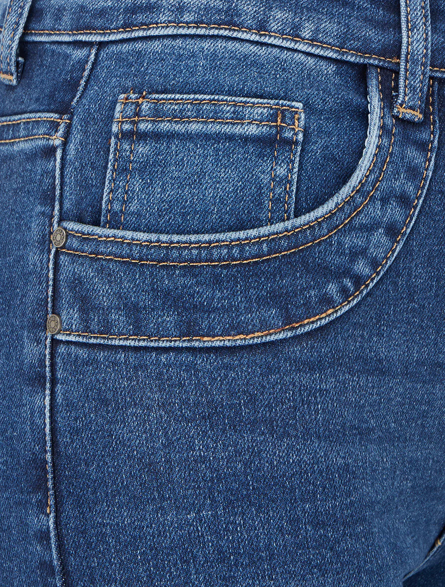 Jean met wijde pijpen in verwassen look - Blauwe denim - Image 3
