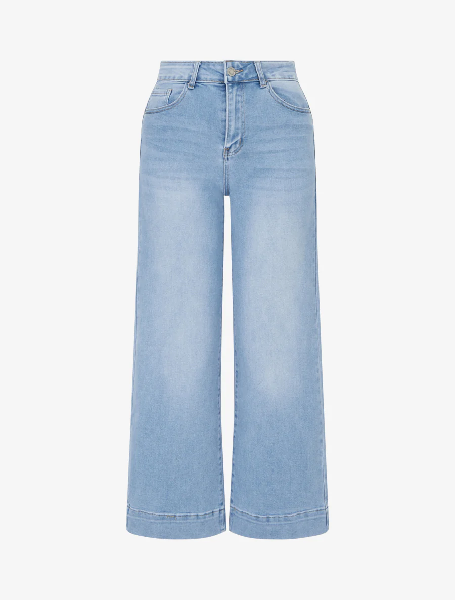 Jean met zichtbare naden en rechte snit - Blauw