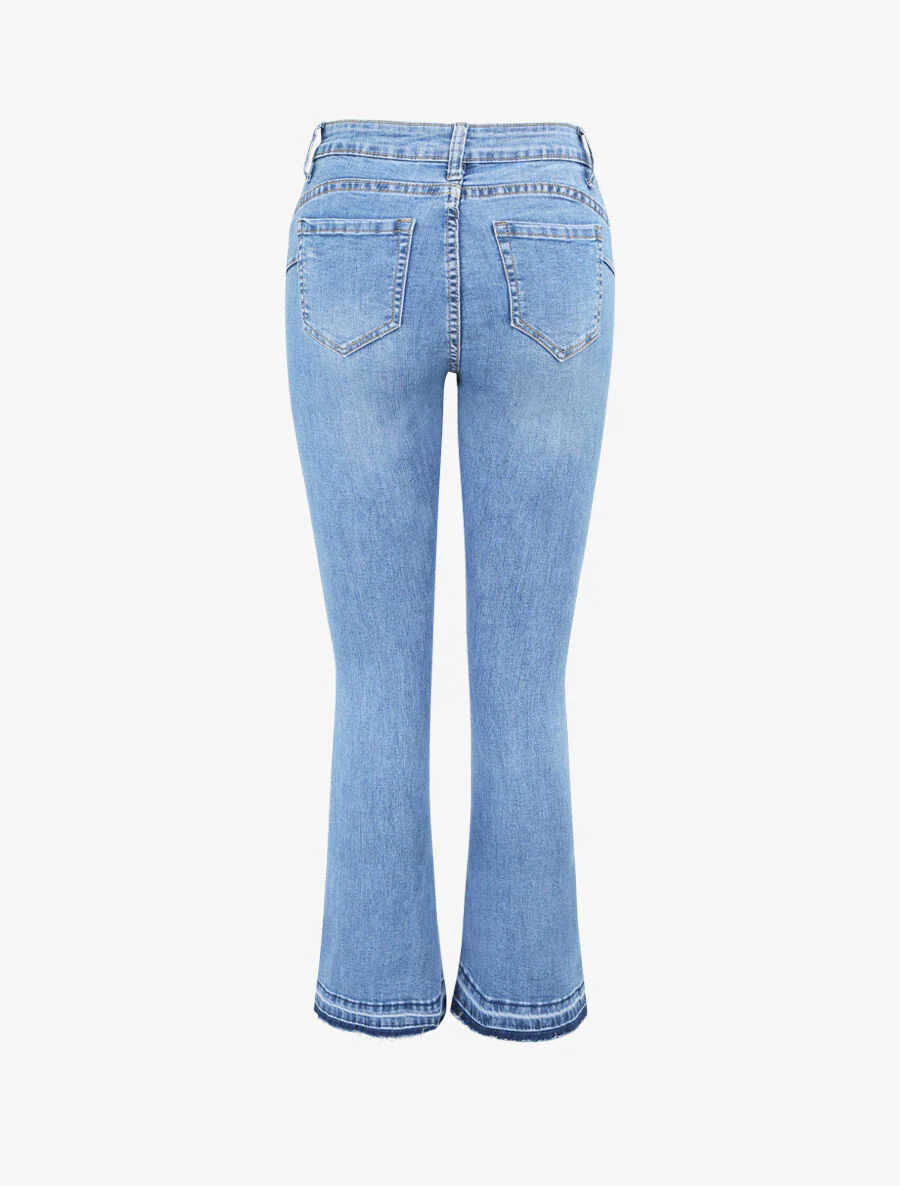 Jean push up met flared pijpen met vervaagde randen - Blauw denim - Image 2
