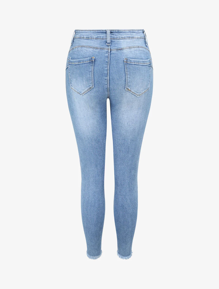 Jean push up skinny fit met krassen - Blauw denim - Image 2