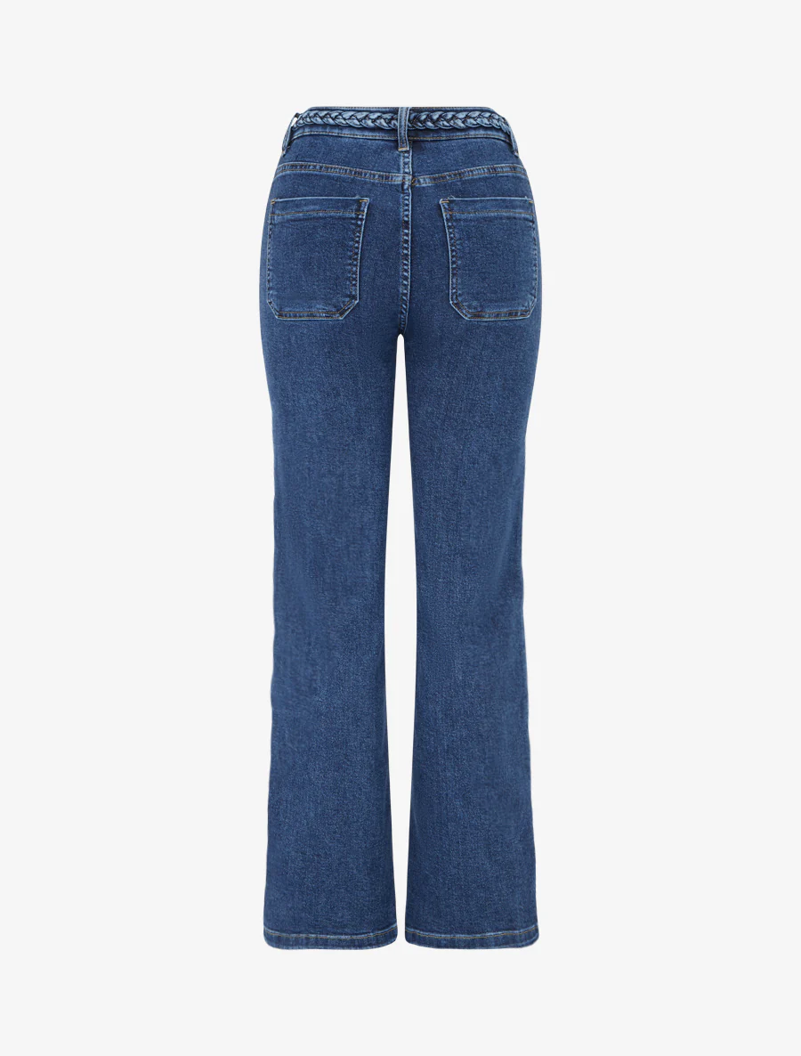 Jean recht met gevlochten taille. - Ongerept blauw - Image 2