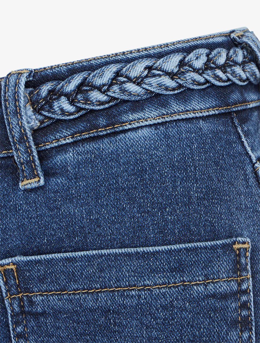 Jean recht met gevlochten taille. - Ongerept blauw - Image 3