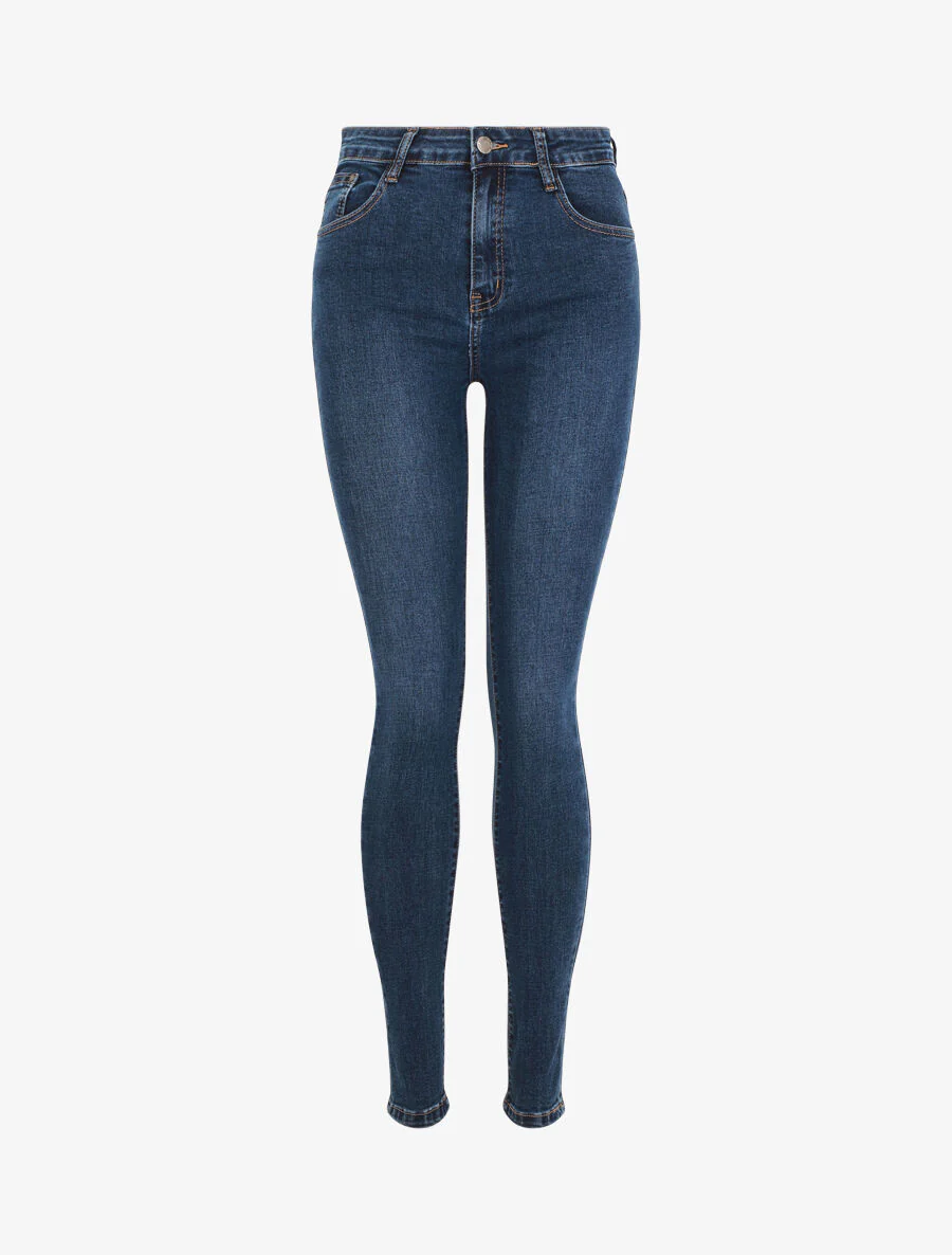 Skinny jeans met hoge taille - Blauw