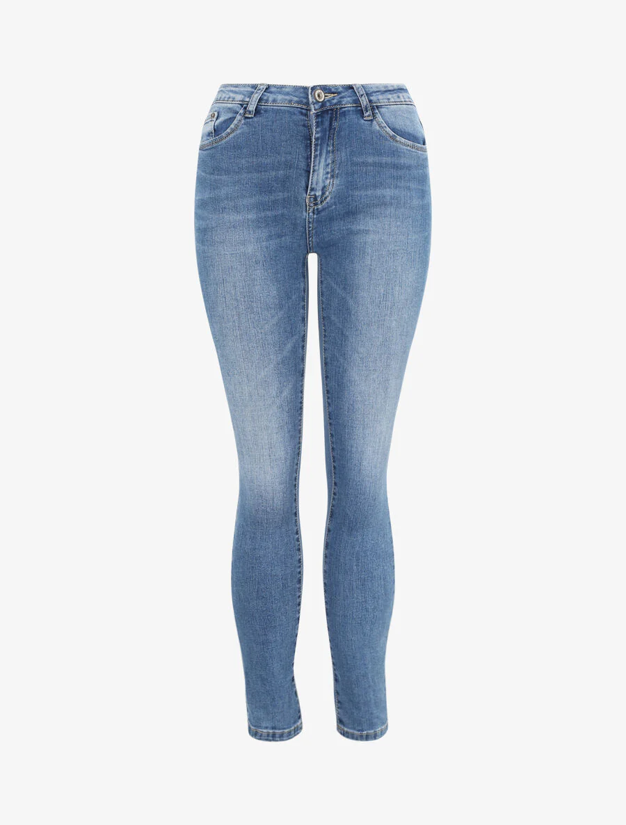Licht vervaagde skinny jeans - Blauw denim