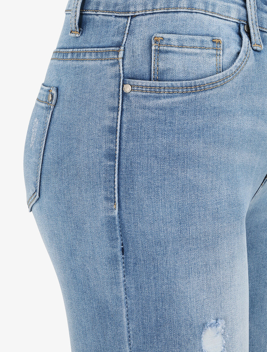Jean skinny met hoge taille vervaagd en gescheurd - Lichtblauw - Image 3