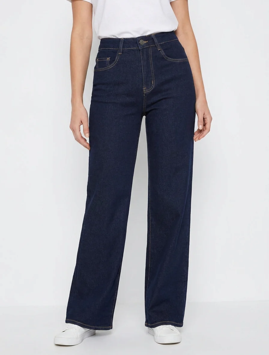 Jean stretch met wijde pasvorm - Ongerept blauw - Image 4