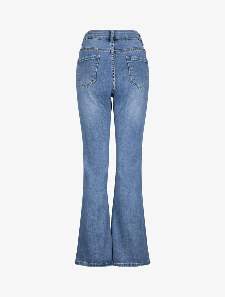 Jean met hoge taille en uitlopende pijpen - Blauw - Image 2