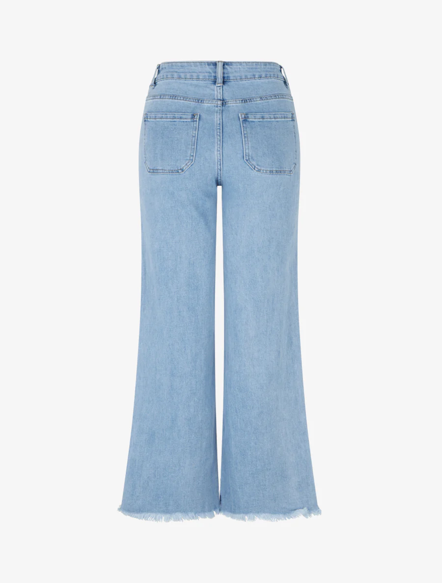 Jeans met borduursels en opgestikte zakken - Blauw - Image 2