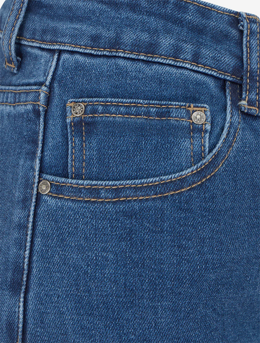 Jeans met hoge taille en rafelige randen. - Blauw - Image 3