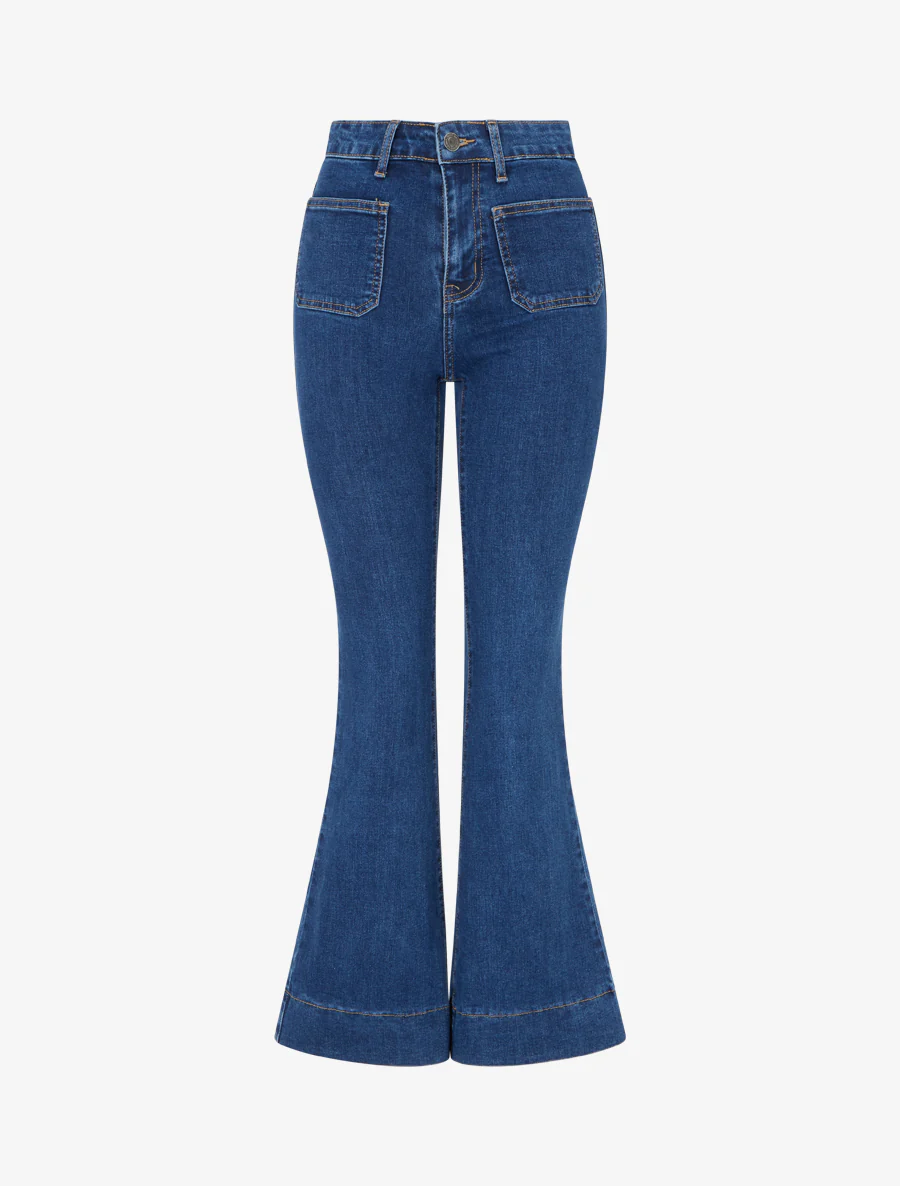 Jeans met opgestikte zakken - Blauwe denim