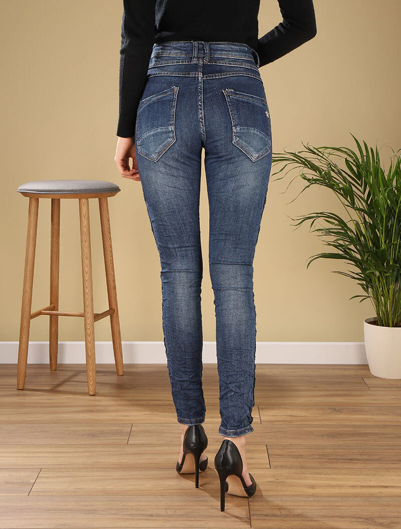 Jean met parelrand - donker denim - Image 5