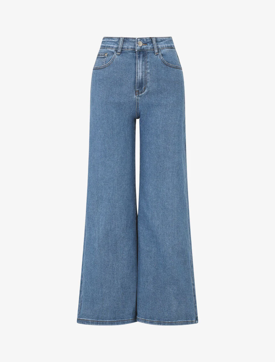 Jeans met rechte wijde pijpen - blauw