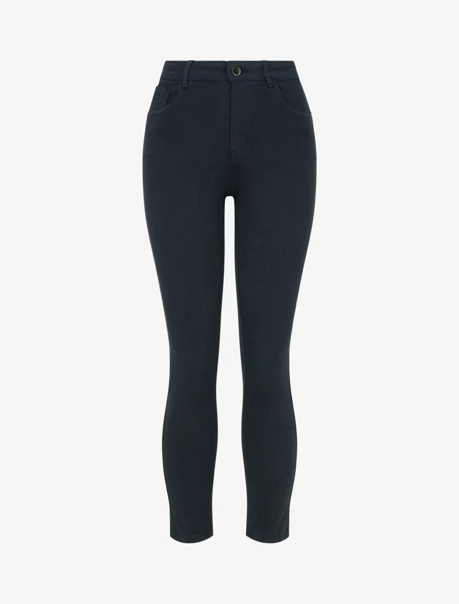 Jeans skinny effen met hoge taille - Nachtblauw