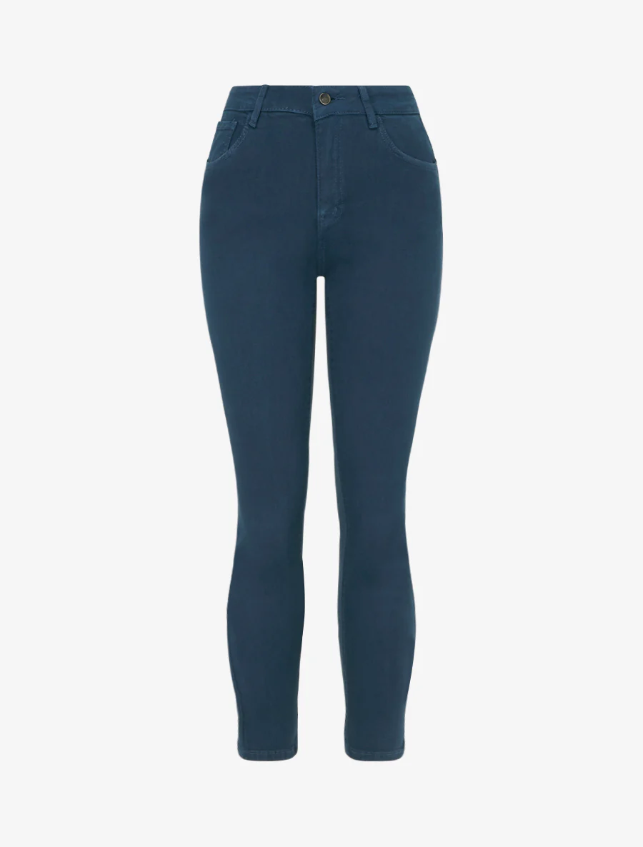 Jeans skinny effen met hoge taille - Blauw