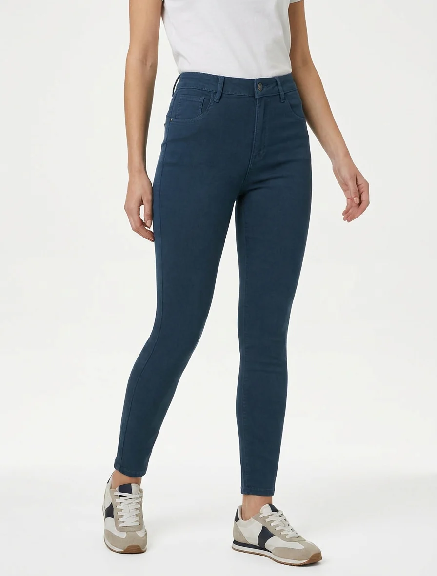 Jeans skinny effen met hoge taille - Blauw - Image 4