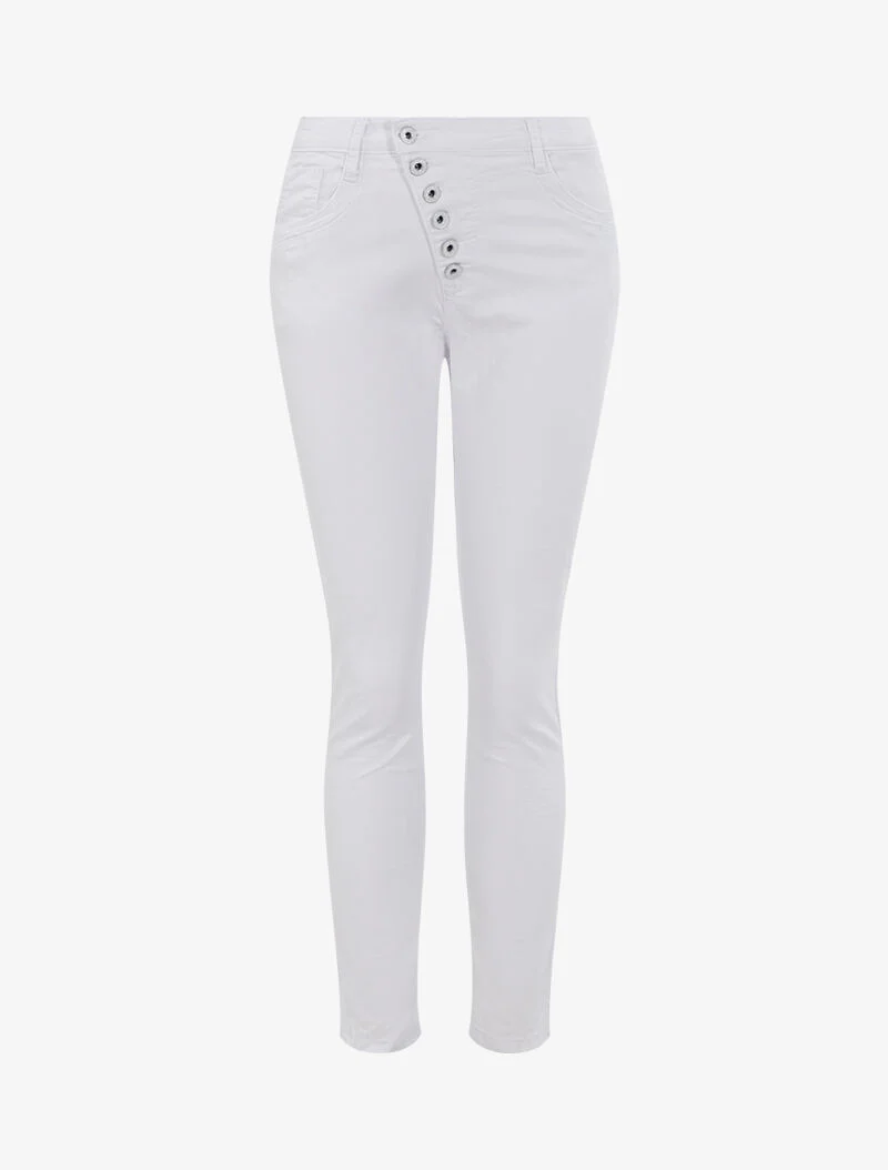 Jean effen kreukeleffect - wit