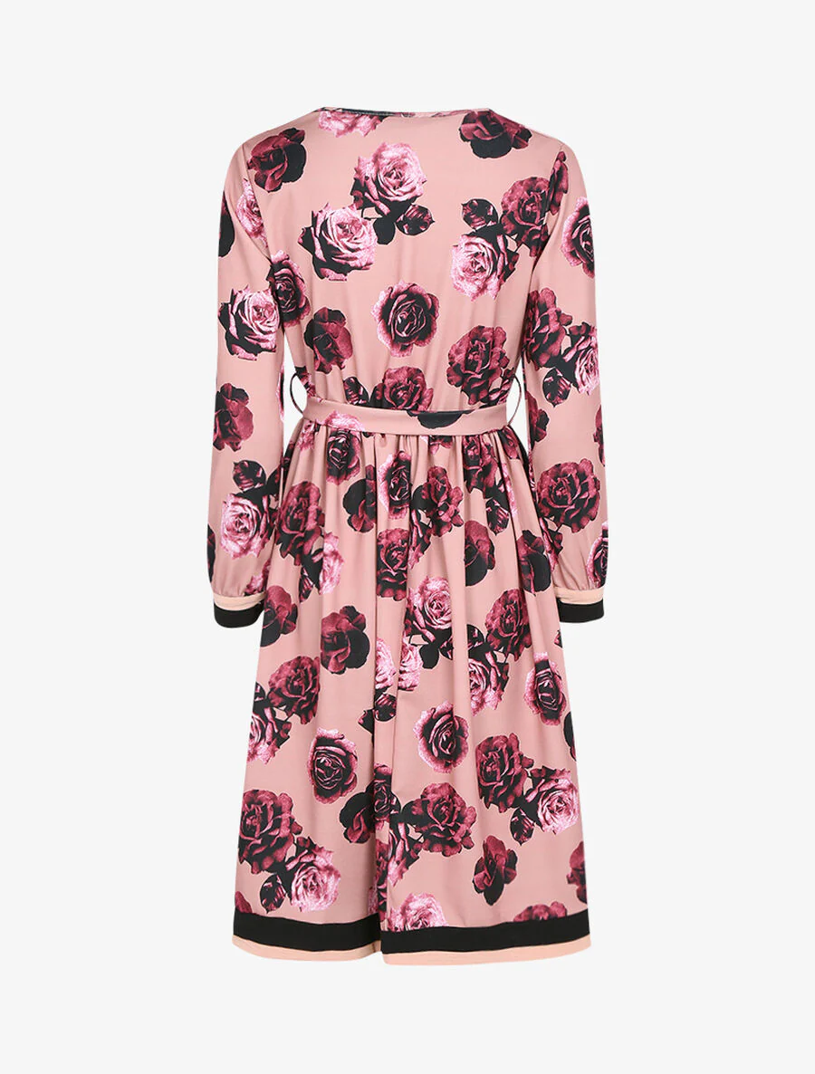 Jurk in jaren 50-stijl met bloemenprint - Oudroze - Image 2