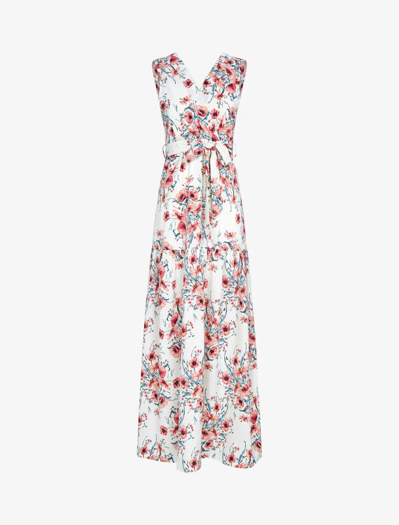 Jurk met bloemenprint - ecru