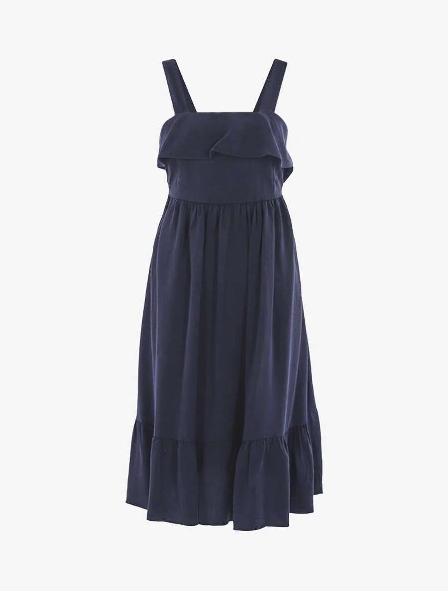 Jurk met ruchesrand - Marine