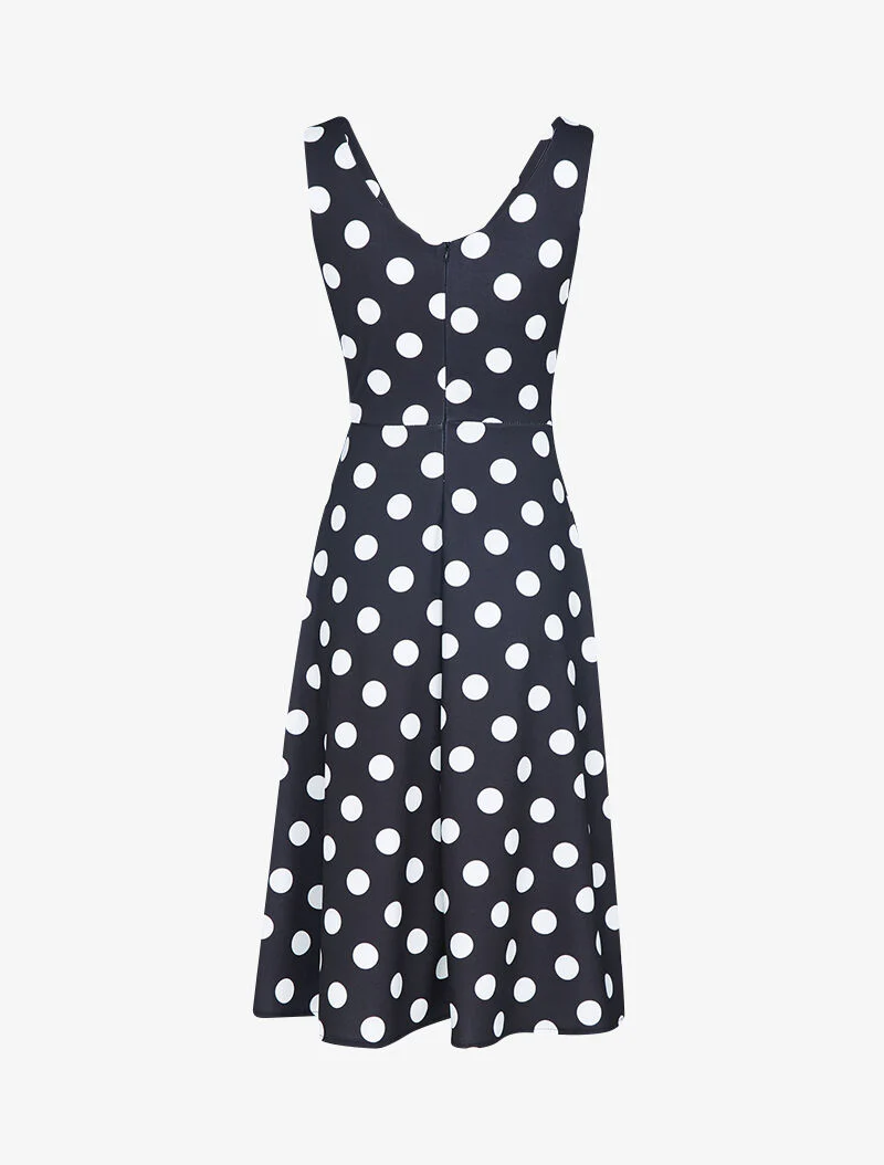 Jurk in jaren 50-stijl met stippen - Zwart - Image 3