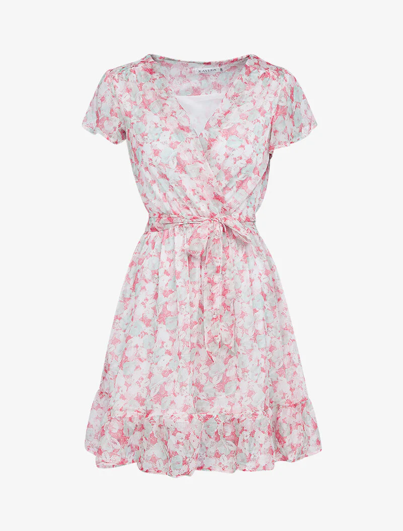Jurk van bedrukte chiffon - rood