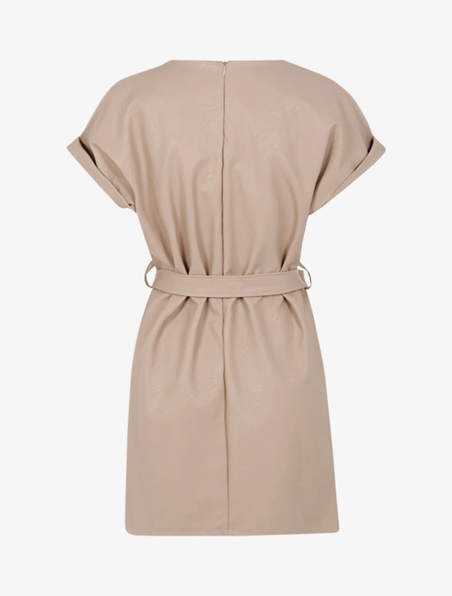 Jurk van imitatieleer met bananeriem - Beige - Image 2