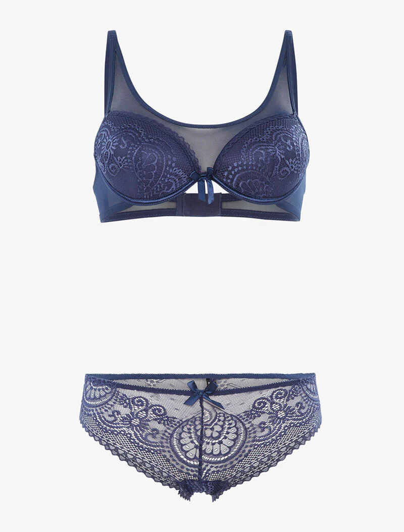 Kant en tule set - indigo blauw