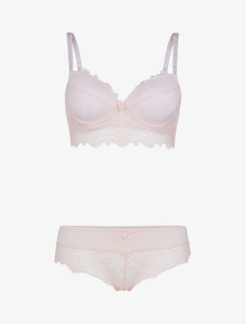 Kanten bustier set - roze oranje
