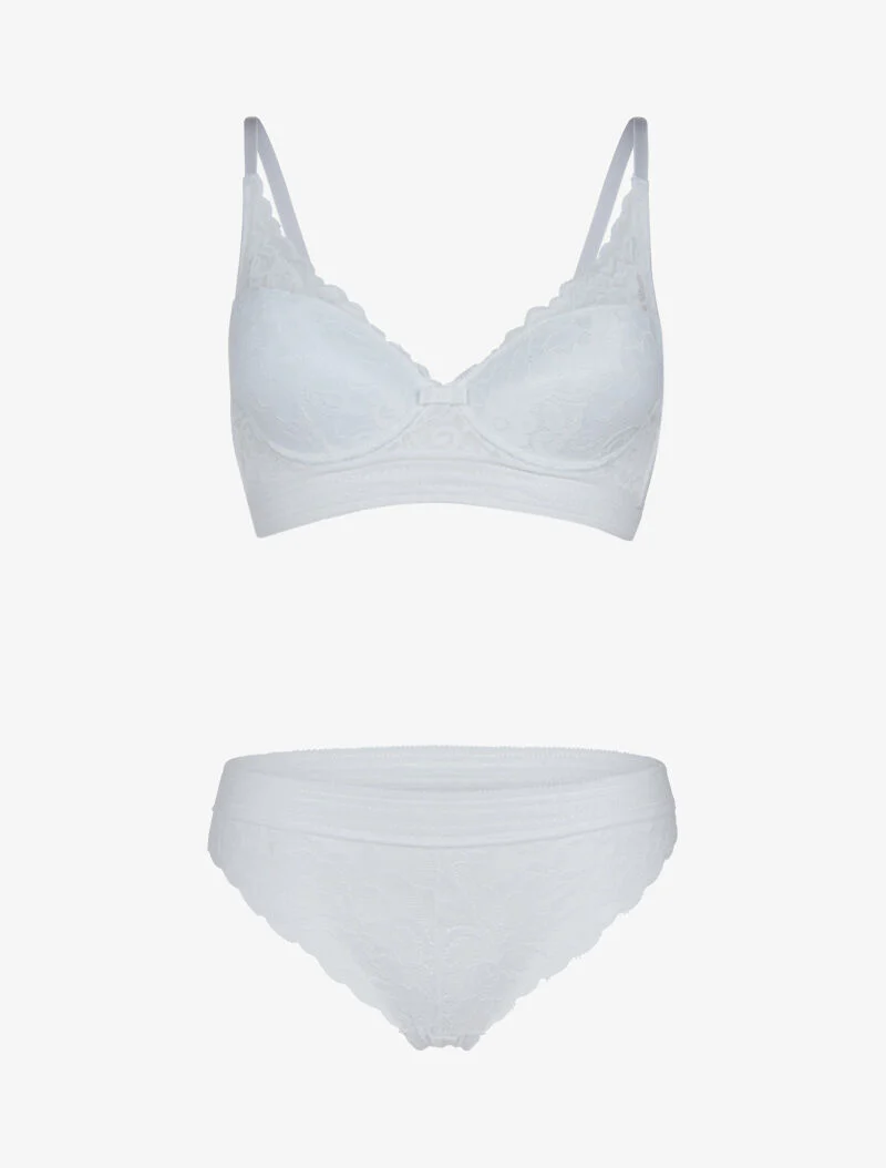 Kanten bustier set met bandjes - wit