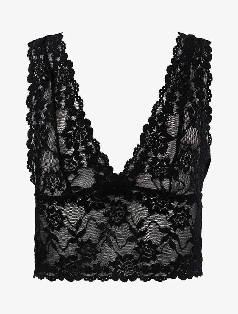 Kanten crop top - zwart - Image 2