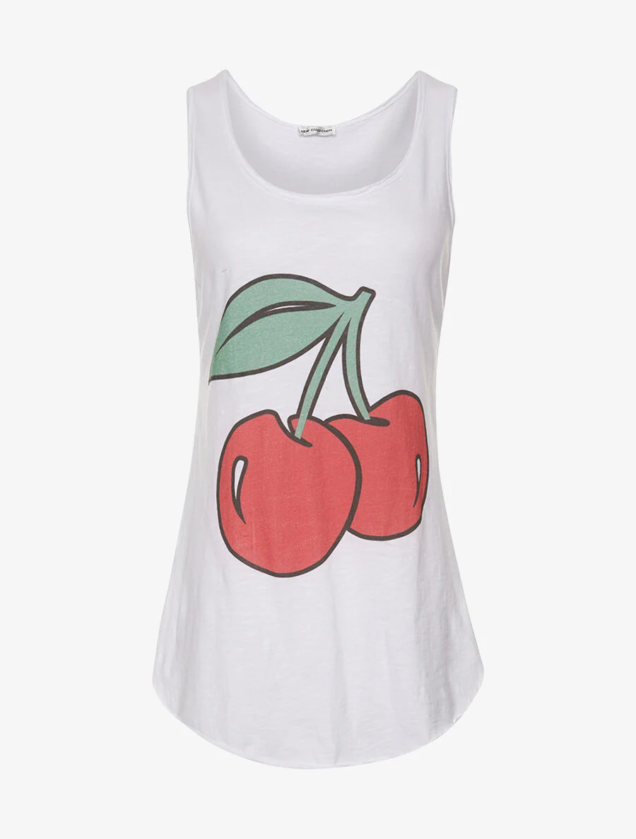 Kersen bedrukte tanktop - Wit