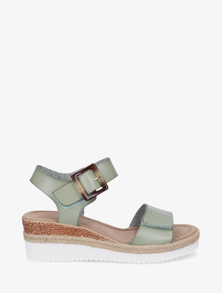 Klittenbandsandalen in imitatieleer - Watergroen