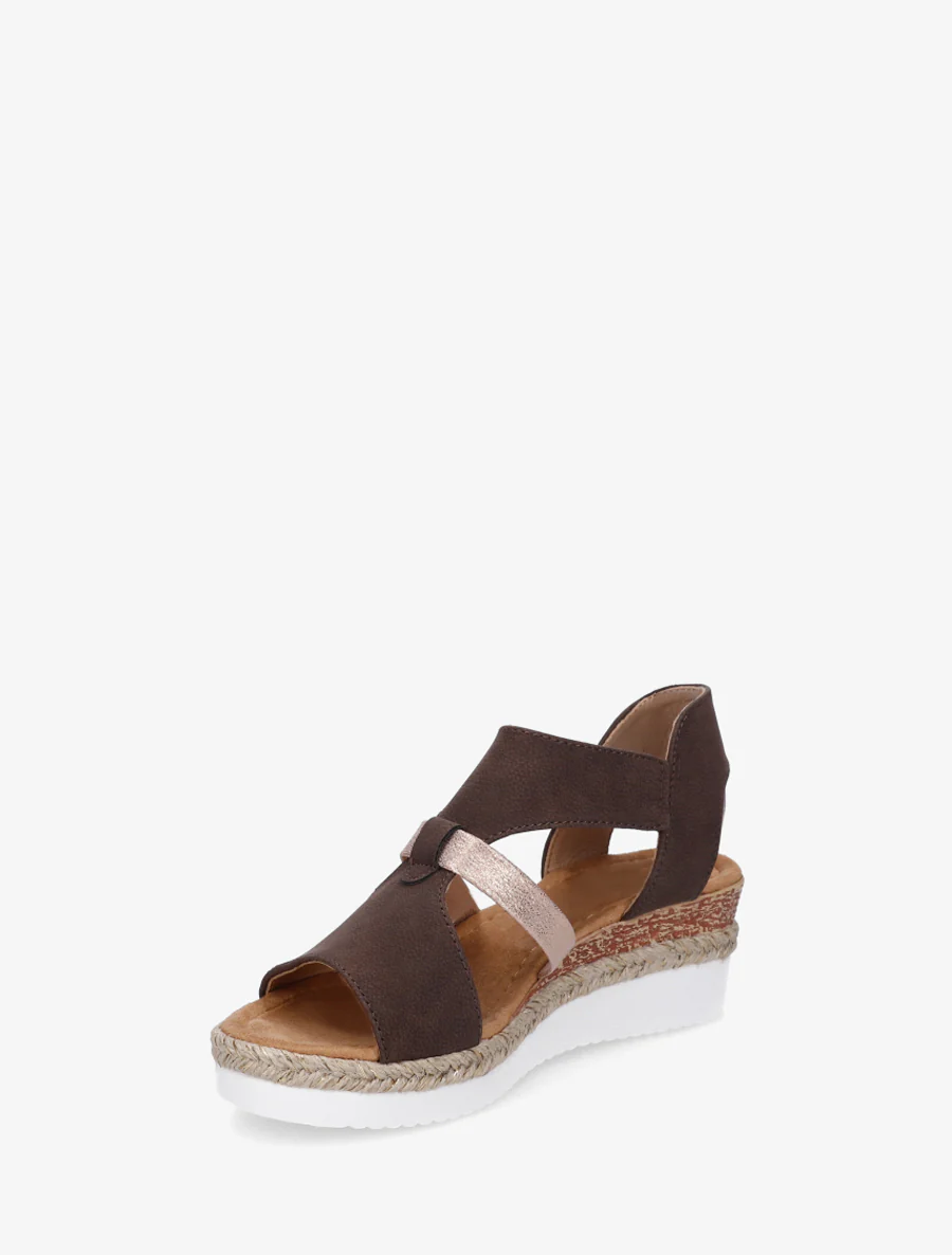Klittenbandsandalen met sleehak - Bruin - Image 3