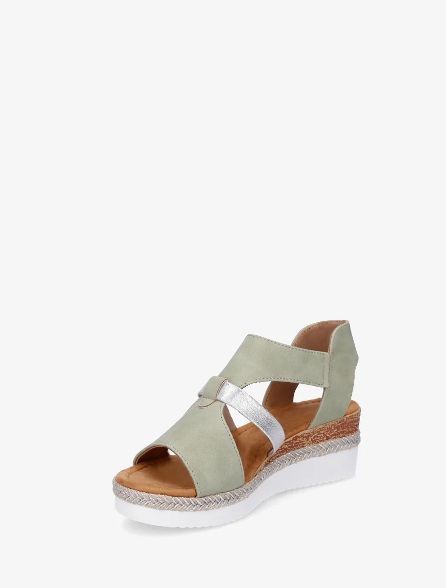 Klittenbandsandalen met sleehak - Amandelgroen - Image 3