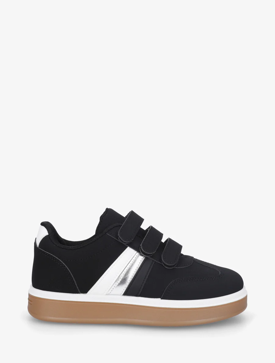 Klittenbandsneakers met rubberen zool - Zwart