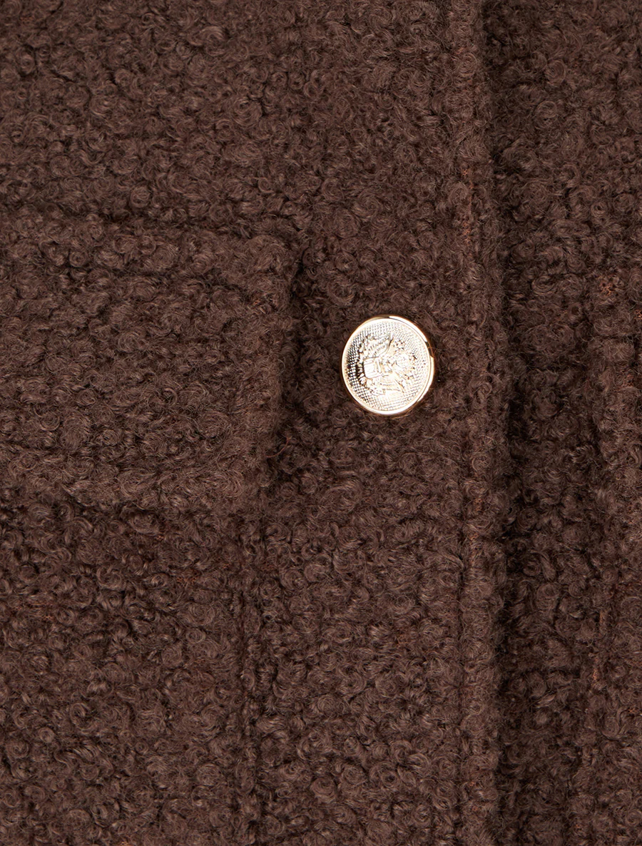 Kort jasje met bouclé wol-effect - Bruin - Image 3