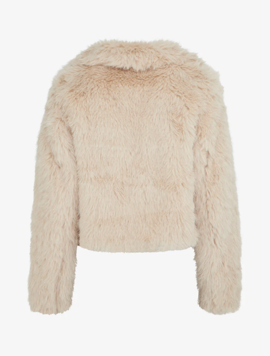 Kort jasje van imitatiebont - Beige - Image 2