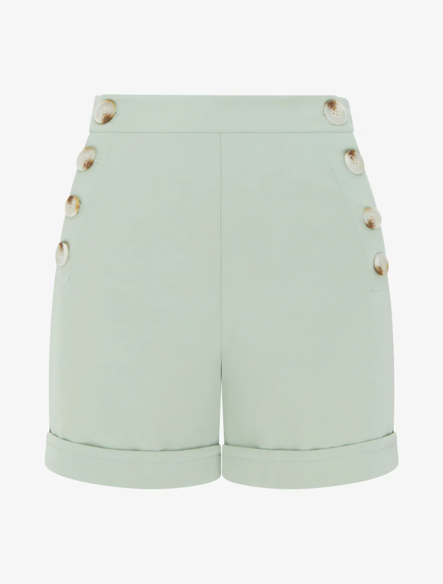 Korte high-waisted uni. - Watergroen