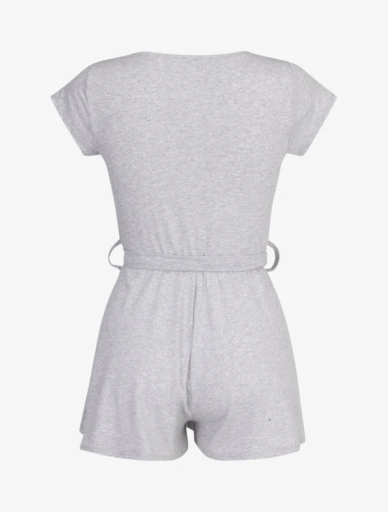 Korte overslag jumpsuit - lichtgrijs - Image 2